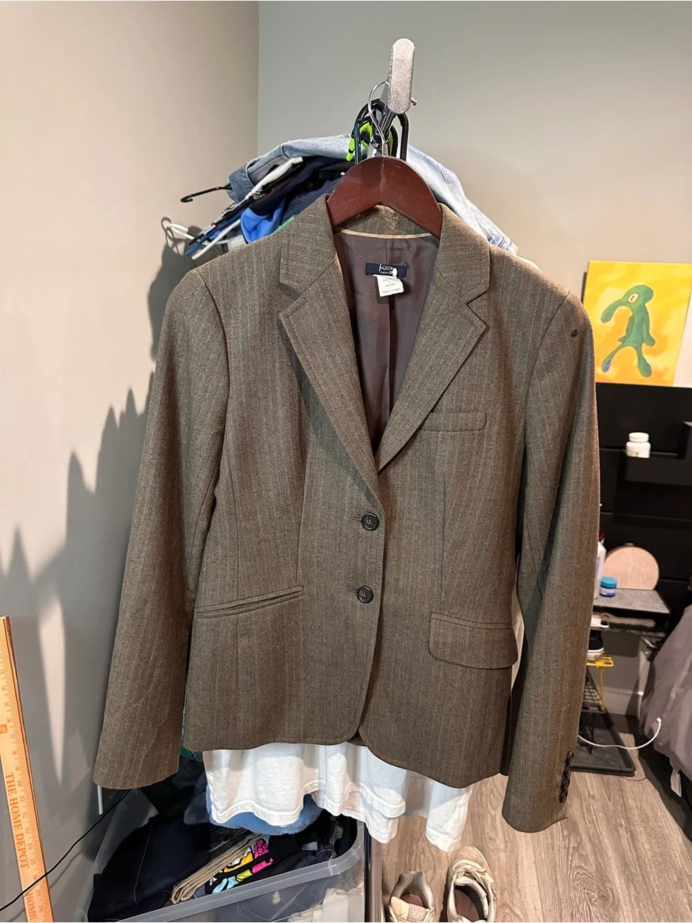 J. Crew Vintage Women’s Italian Wool Pinstriped Blazer Size 0 Pre-Owned Brown